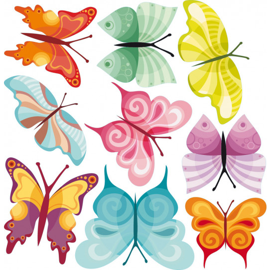 Autocollant Stickers enfant kit 9 papillons