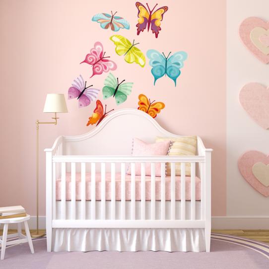 Autocollant Stickers enfant kit 9 papillons