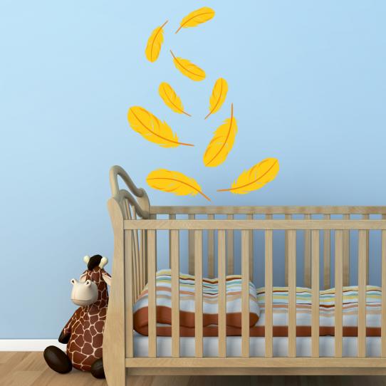 Autocollant Stickers enfant kit 9 plumes