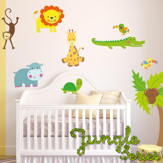 Autocollant Stickers muraux enfant kit 8 animaux