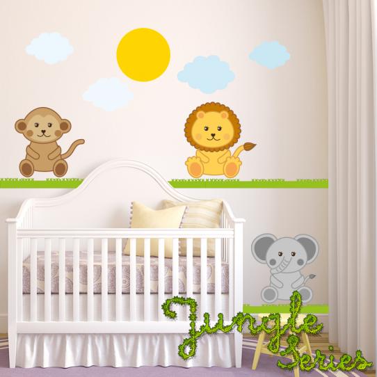 Autocollant Stickers mural enfant kit 3 animaux