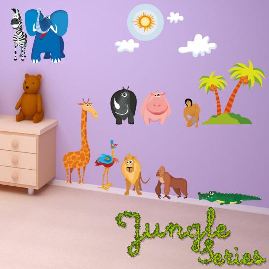 Autocollant Stickers mural enfant kit 9 animaux