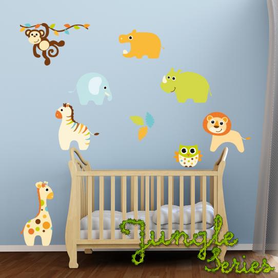 Autocollant Stickers mural enfant kit 8 animaux