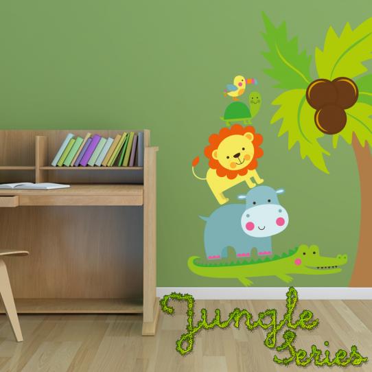 Autocollant Stickers mural enfant kit 5 animaux