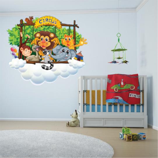 Autocollant Stickers mural enfant kit animaux