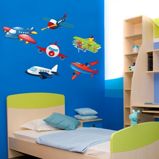 Autocollant Stickers enfant kit 6 avions