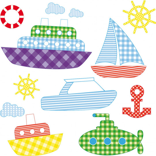 Autocollant Stickers enfant kit 6 bateaux