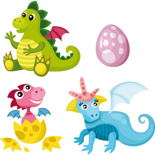 Autocollant Stickers enfant kit 3 bebe dinosaure