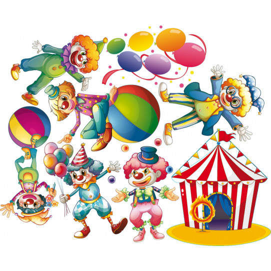 Autocollant Stickers enfant kit 8 clowns