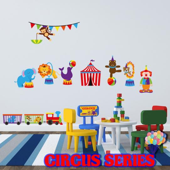 Autocollant Stickers enfant kit clown et animaux