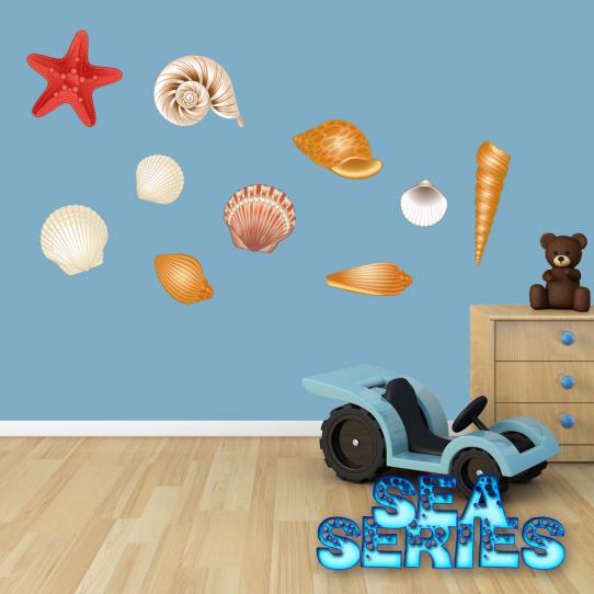 Autocollant Stickers enfant kit 10 coquillages