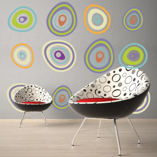 Autocollant Stickers mural ado kit 12 cercles  