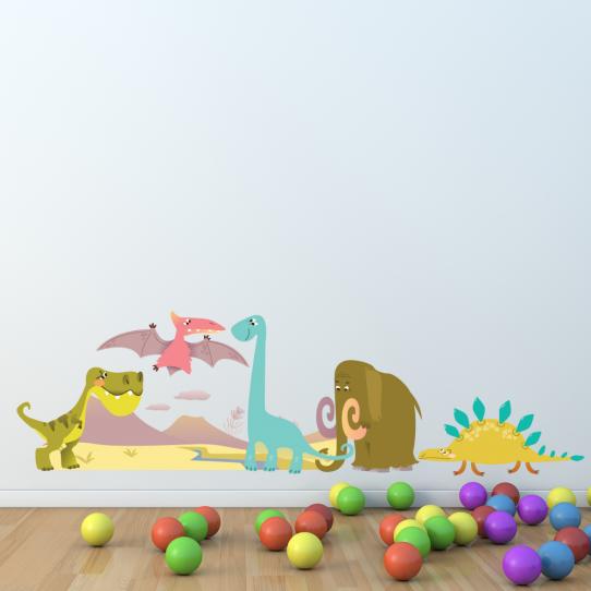 Autocollant Stickers mural enfant 5 dinosaures