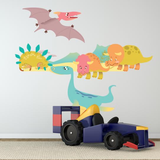 Autocollant Stickers muraux enfant 5 dinosaures