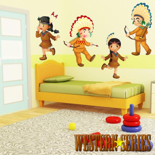 Autocollant Stickers enfant 2 indien 2 indienne