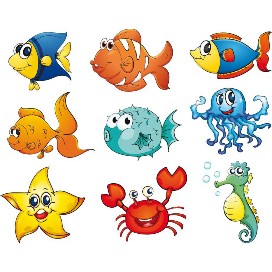Autocollant Stickers enfant kit 9 animaux de mers