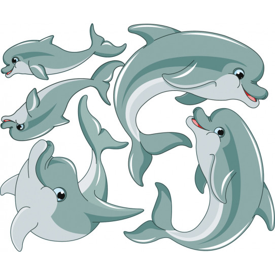 Autocollant  enfant kit stickers 5 dauphins