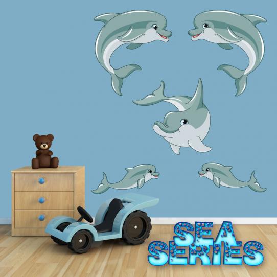 Autocollant  enfant kit stickers 5 dauphins