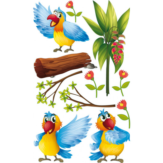 Autocollant Stickers enfant kit 3 oiseaux
