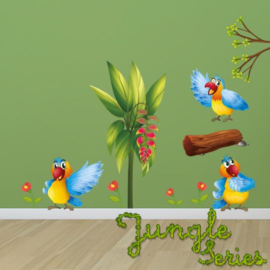 Autocollant Stickers muraux enfant kit 3 oiseaux