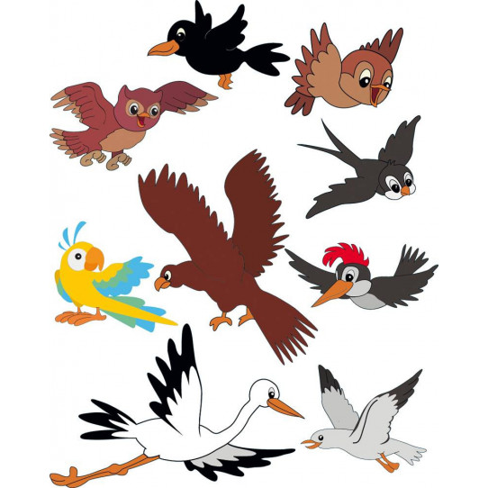 Autocollant Stickers enfant kit 9 oiseaux