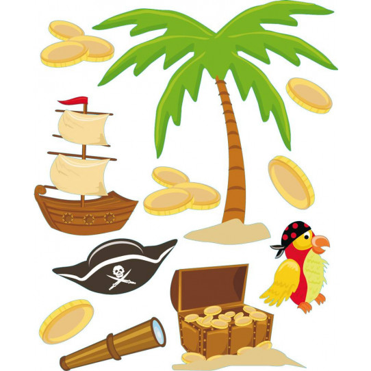 Autocollant Stickers enfant kit 9 accessoires pirates