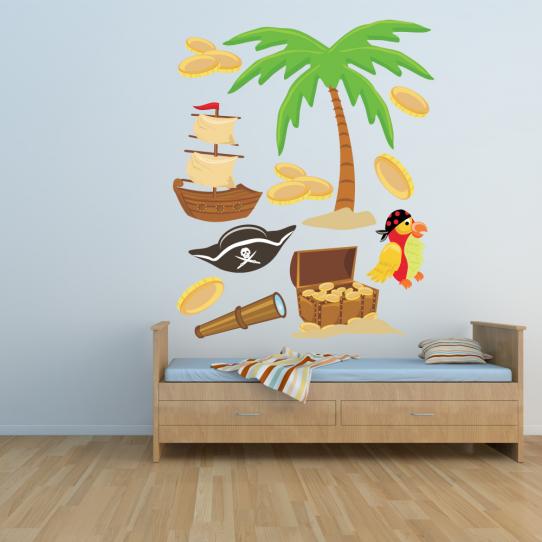 Autocollant Stickers enfant kit 9 accessoires pirates
