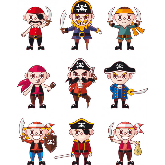 Autocollant Stickers enfant kit 9 pirates
