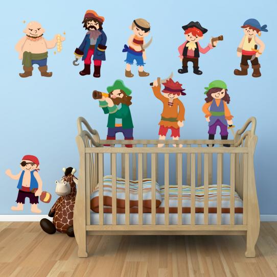 Autocollant Stickers mural enfant kit 9 pirates