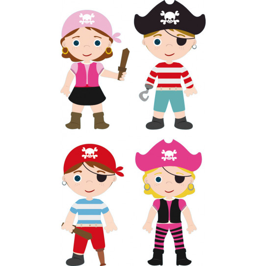 Autocollant Stickers enfant kit 4 pirates
