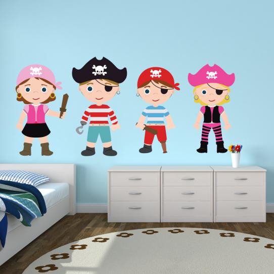 Autocollant Stickers mural enfant kit 4 pirates