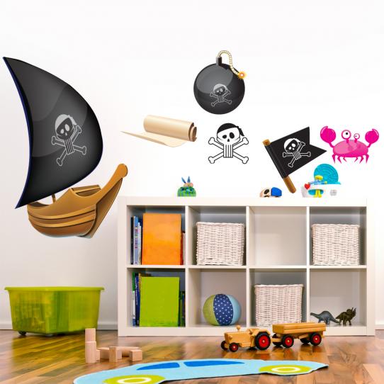Autocollant Stickers enfant kit 6 accessoires pirates