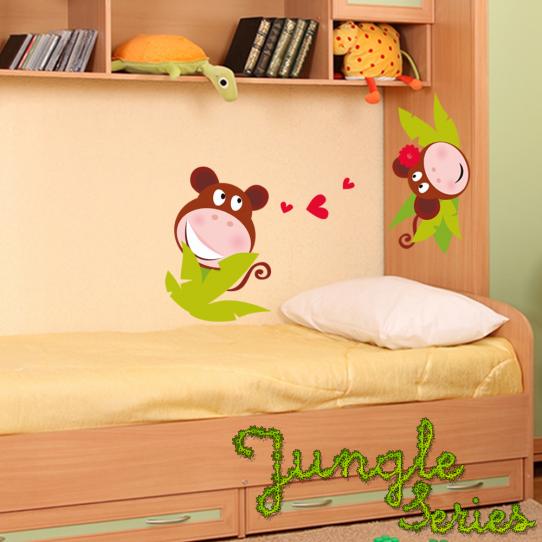 Autocollant Stickers mural enfant singe amoureux