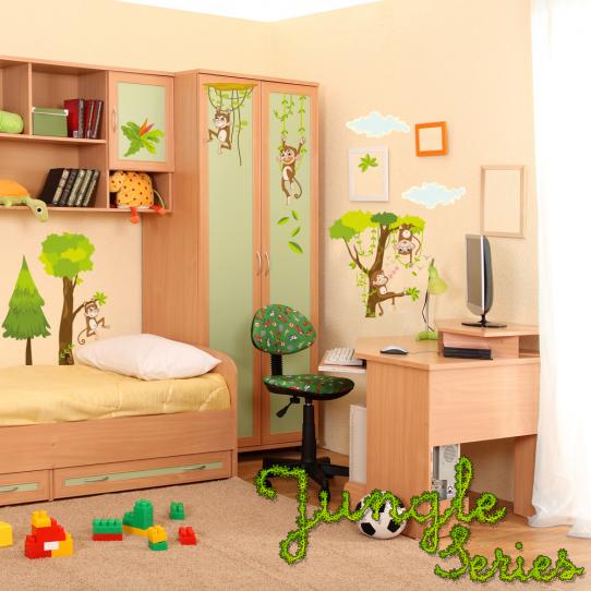 Autocollant Stickers mural enfant kit 4 singes