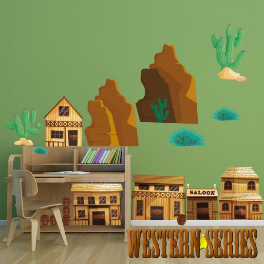 Autocollant Stickers mural enfant paysage western