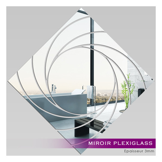 Miroir Acrylique Plexiglass Carré Spirales 2