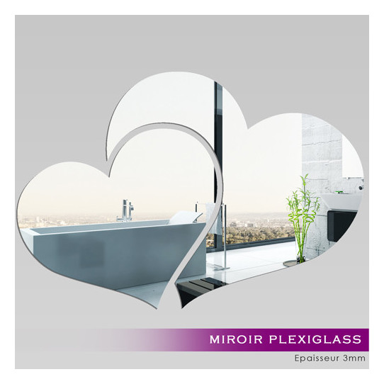 Miroir Acrylique Plexiglass Deux Coeurs