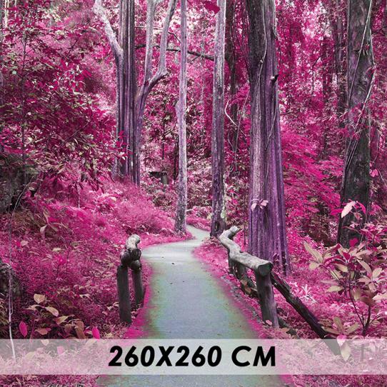 Papier peint allée forêt rose