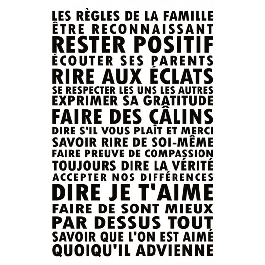 Poster - Affiche citation les règles de la famille
