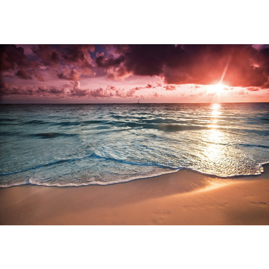 Poster - Affiche plage couché de soleil