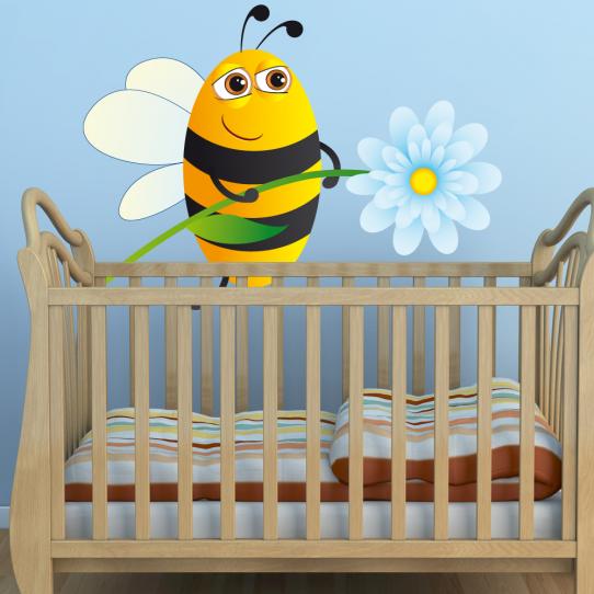 Autocollant Stickers muraux enfant abeille fleur