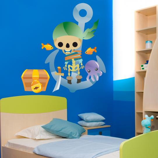 Autocollant Stickers ancre pirate