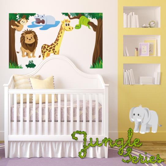 Autocollant Stickers mural enfant kit 6 animaux