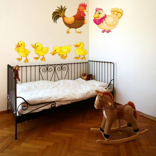 Autocollant Stickers enfant poule coq poussin