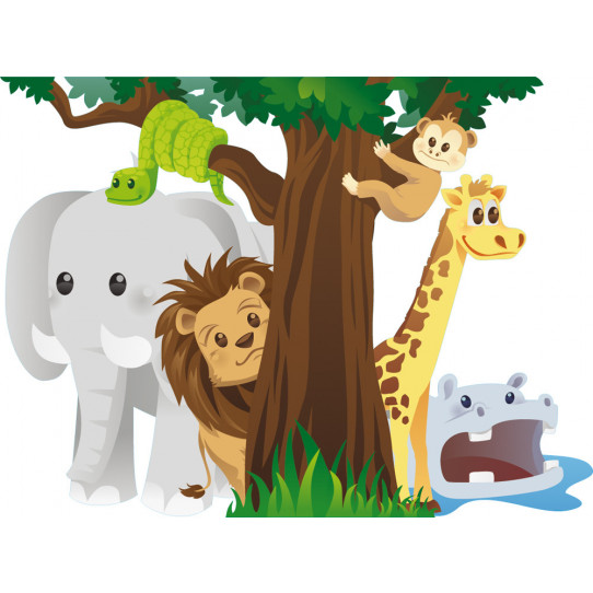 Autocollant Stickers enfant arbre animaux