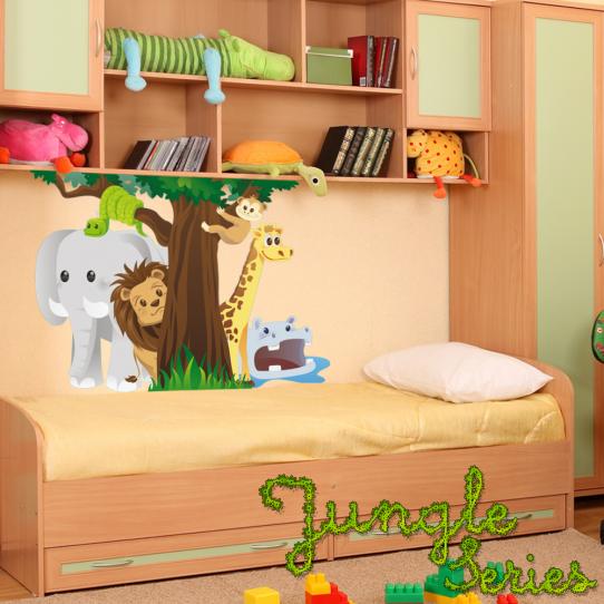 Autocollant Stickers enfant arbre animaux