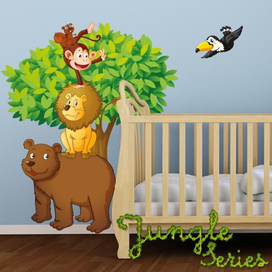 Autocollant Stickers enfant arbre animaux