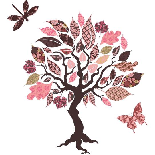 Stickers arbre papillon libellule