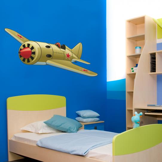 Autocollant Stickers enfant avion étoile rouge