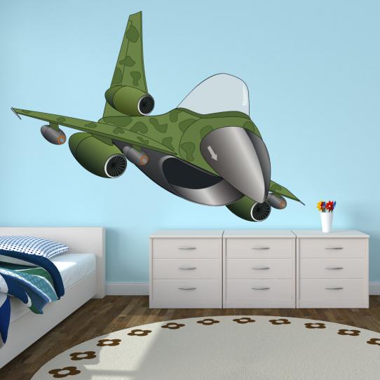 Autocollant Stickers mural enfant avion militaire